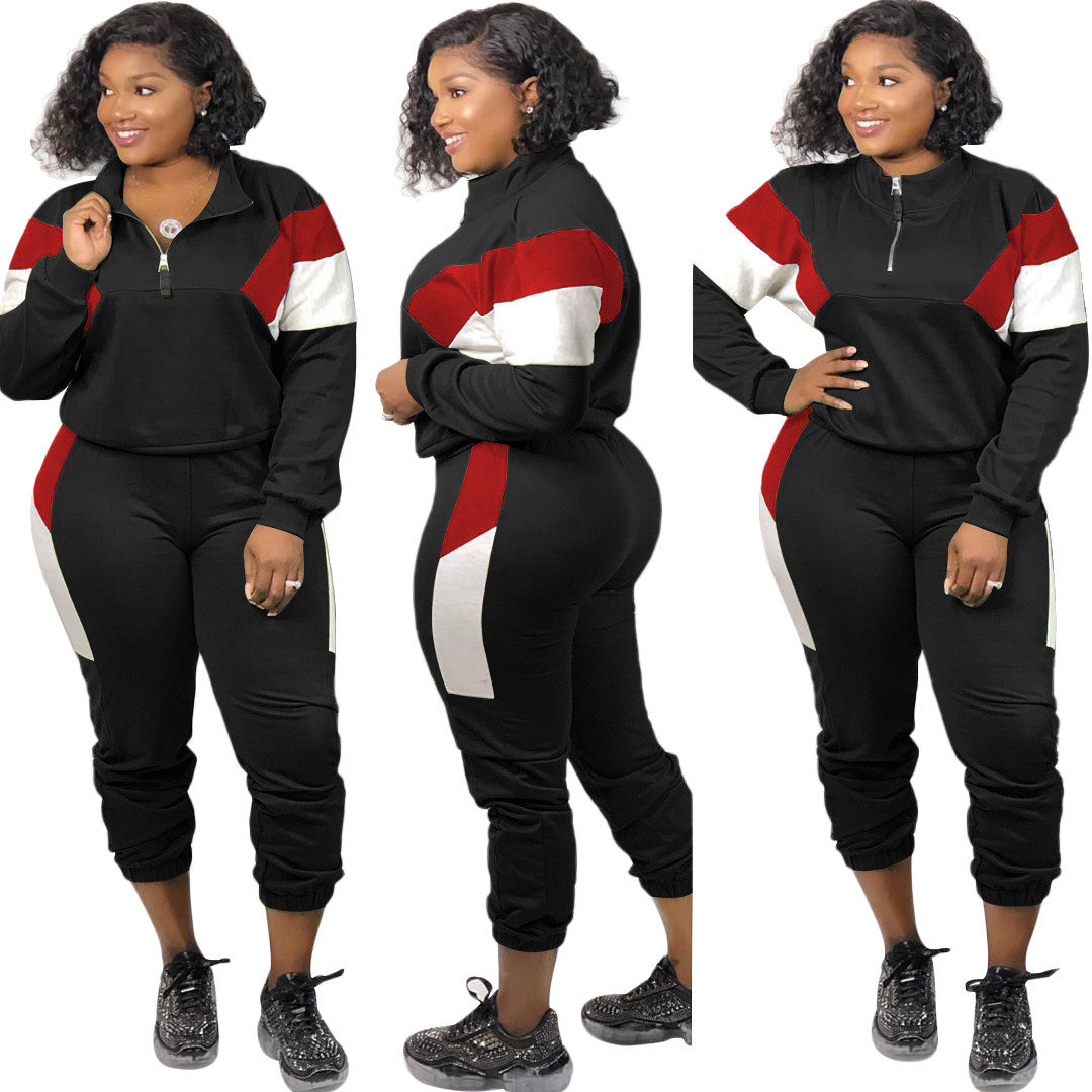 Wholesale Plus Size Autumn Contrast Sweatsuit | Global Lover
