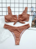 Two Piece Nude Knotted Swimwear