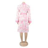 Africa Dollar Print Long Coat with Full Sleeves