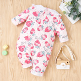 Baby Girl Autumn Print Pink Ruffle Rompers