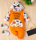 Baby Boy Thanksgiving Print Hoody Rompers