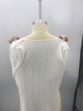 Autumn White V-Neck Ruffles Knitting Top