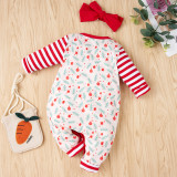 Toddler Girl Autumn Print Rompers with Headband
