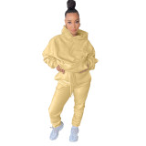 Autumn Solid Color Loose Hoody Sweatsuit