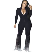 Autumn Party Sexy Solid Color Tassels Bottom Jumpsuit