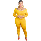 Plus Size Autumn Solid Color Sweetheart Stack Jumpsuit