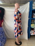 Geommetric Colorful African Long Coat with Full Sleeves