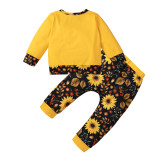 Baby Girl Autumn Cartoon Print Shirt and Pants Set