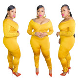 Plus Size Autumn Solid Color Sweetheart Stack Jumpsuit