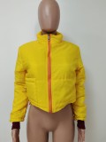 Winter Solid Color Padded Short Zipper Jacket