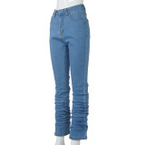 Stylish Blue High Waist Fitted Jeans