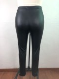 Plus Size Autumn Party Sexy Black Leather Trousers
