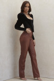 Winter Leather High Waist Formal Trousers