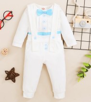 Conjunto de camisa suave y pantalón de tirantes blanco otoño para bebé niño