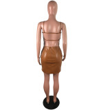 Autumn Party Sexy Backless Leather Strap Mini Dress
