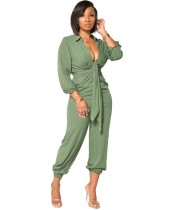Herbst Solid Plain Party Sexy Plunging Jumpsuit