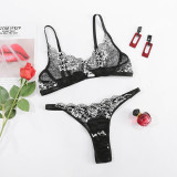 White and Black Lace Bra and Panty Lingerie Set