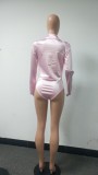 Autumn Formal Satin Wrapped Bodysuit and Matching Pants Set