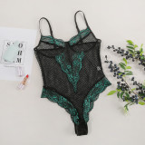 Black and Green Sexy Strap Teddy Lingerie