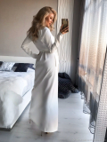Winter White Formal Wrapped Long Gown