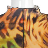 Autumn Party Leopard Print Midi Dress