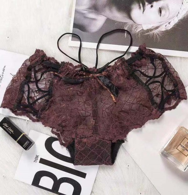 Sexy Lace-Up Side See Through Lace Panty Lingerie