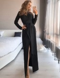 Winter Black Formal Wrapped Long Gown
