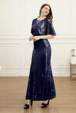 Elegant full Sequins Short Sleeve Evening Dress
