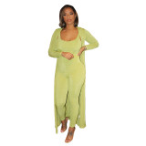 Autumn Solid Plain Bodyon Jumpsuit with Matching Robe