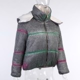 Winter Long Sleeve Sparkling Padded Hoody Coat