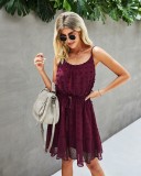 Solid Summer Sleeveless Chiffion Casual Dress with Belt