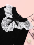 Kids Girl Autumn White and Black Lace Patchwork Party Dress