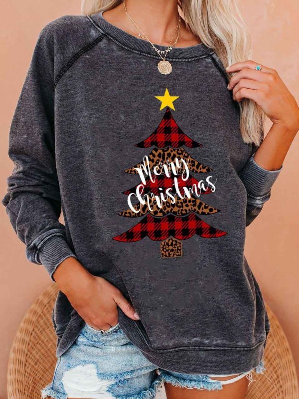 Christmas Trees Print Round Neck Regular Shirt