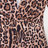 Autumn Party Sexy Wide Sleeves Deep-V Leopard Rompers