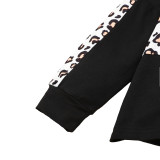 Kids Girl Autumn Leopard Black Shirt and Pants Set