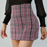 Winter Plaid Print High Waist Mini Skirt