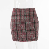 Winter Plaid Print High Waist Mini Skirt