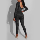 Autumn Party Sexy Lace See Through Bodycon Jumpsuit