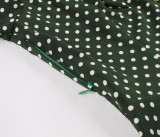 Party Polka Green Front-Tie Vintage Skater Dress