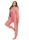 Winter Women Zip Up Fleece Onesie Pajama