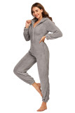 Winter Women Zip Up Fleece Onesie Pajama