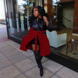 Winter Black and Red Contrast Leather Jacket