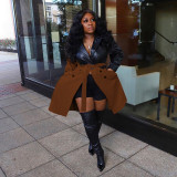 Winter Black and Brown Contrast Leather Jacket