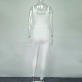Summer Solid Plain Sleeveless Bodycon Jumpsuit
