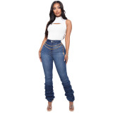 Winter Blue Washed High Waist Stacked Jeans