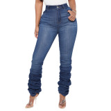 Winter Blue Washed High Waist Stacked Jeans