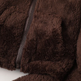 Kids Boy Winter Fleece Bear Jacket and Pants Set