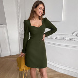 Autumn Vintage Green Mini Formal Dress