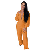 Autumn Casual Solid Button Up Collar Jumpsuit