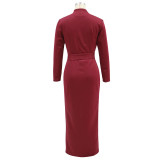 Winter Red Formal Wrapped Long Gown